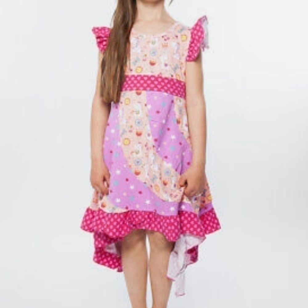 Jelly the pug pink unicorn ruffle dress